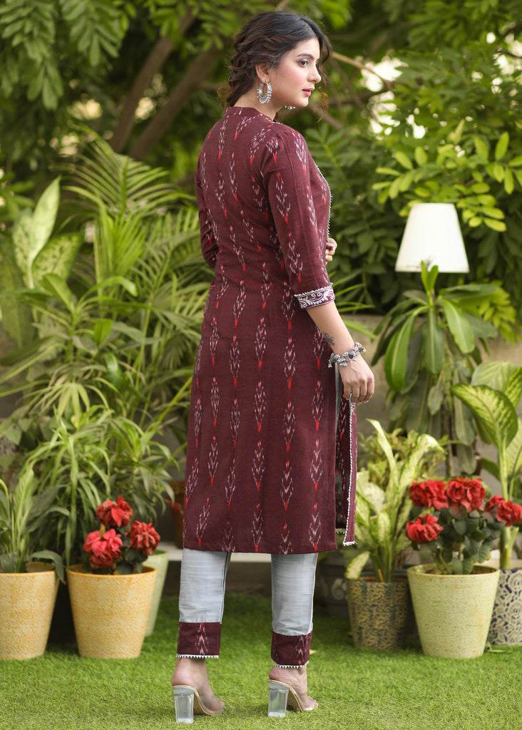 Buy this Maroon Kurti With Pant And Dupatta Online from Leemboodi at an  affordable price in India. | Leemboodi.com – Surat supplier